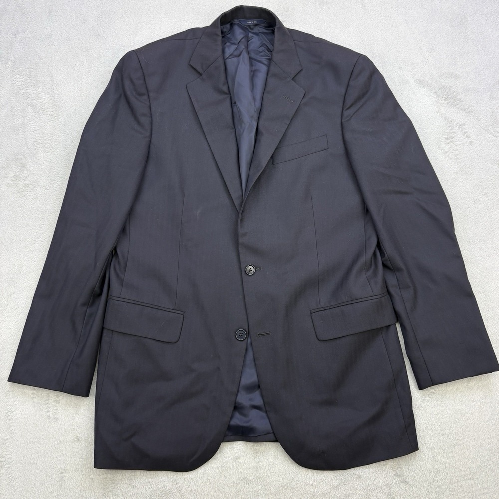 Brooks Brothers Blazer Mens 42R Navy Blue Herringbone 1818 Madison Saxxon Coat